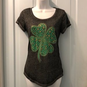 Rocker Girl lucky shamrock four leaf clover tshirt Size XS (size 1)